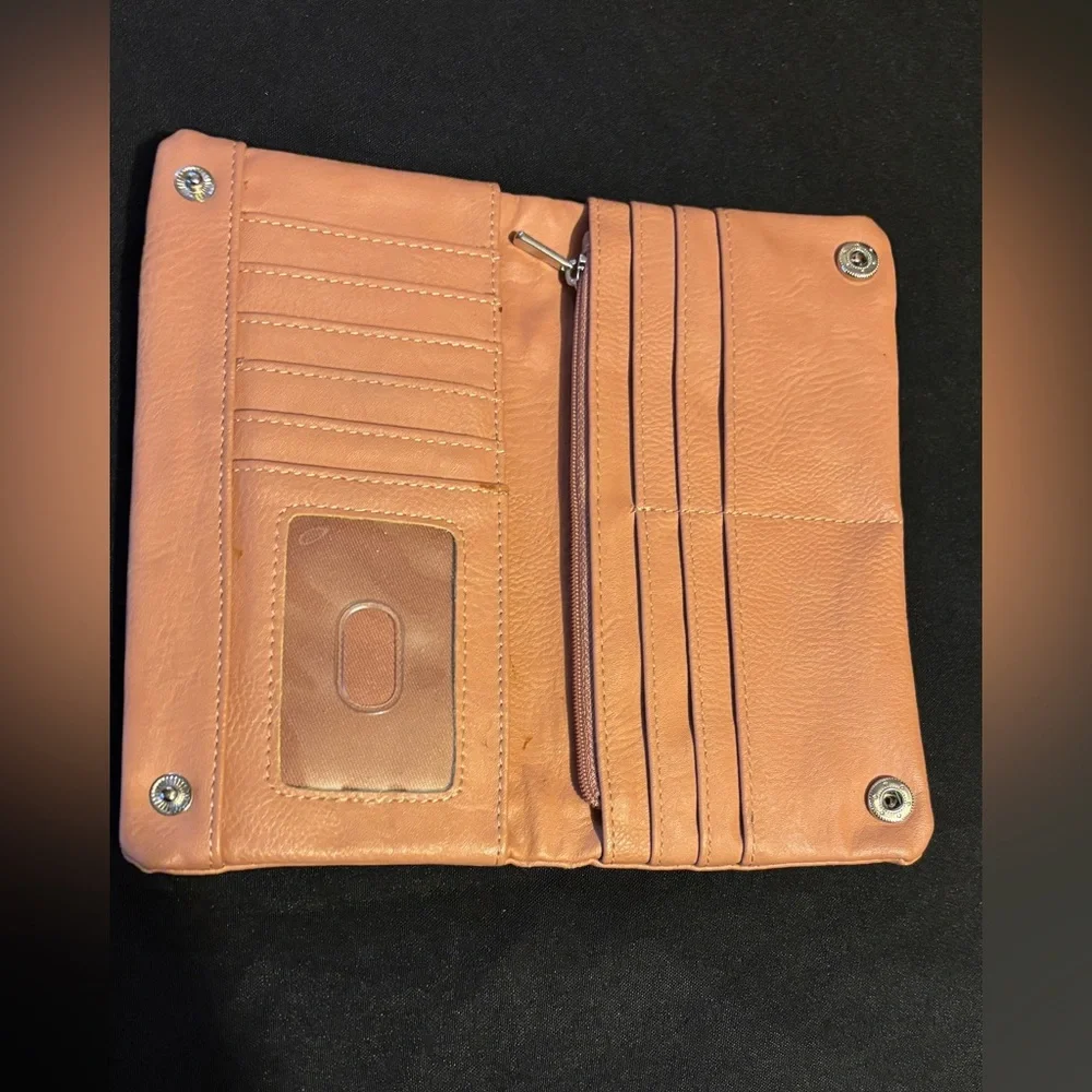 Non Leather wallet with Silver Zipper